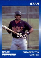 1990 Elizabethton Twins Star 15 Devin Peppers Memphis Tennessee TN Baseball Card