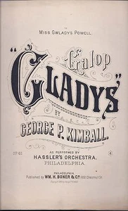 Gladys Galop, von George P. Kimball, 1884, Philadelphia PA, Hassler's Orchestra - Bild 1 von 1