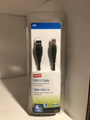 NEW USB 2.0 CABLE 6 FOOT STAPLES BRAND NEW IN PACKAGE - Image 1 of 4