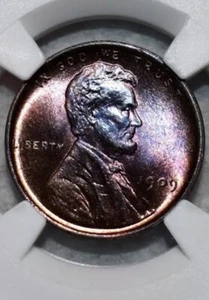 1909-P VDB Lincoln Cent NGC MS65 Beautiful Natural Toned Purple RED HIGH GRADE - Picture 1 of 4