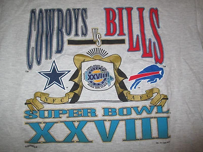 Camiseta DALLAS COWBOYS VS BUFFALO BILLS Super Bowl XXVIII 1994 bordada (LG) Foto 1 de 3
