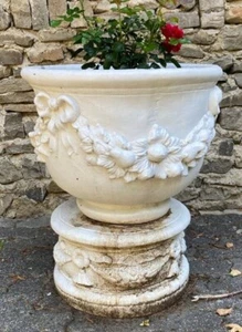 Maceta barroca Casa Padrino con base blanca Ø 47 x H. 79 cm - Magnífica - Imagen 1 de 1