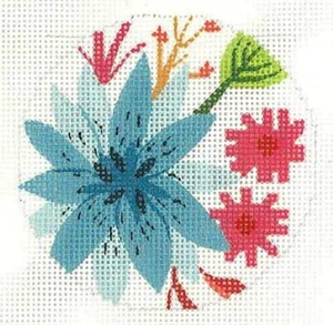 Needlepoint Handpainted Lee BJ Canvas Garden Party 3" - Picture 1 of 4