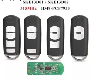 Fits Mazda 315MHz SKE13D-01 SKE13D02 Complete Transponder Remote Key - Foto 1 di 4