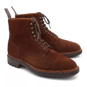 US 10,5 D - Ralph Lauren by Alfred Sargent Brown Suede Derby Boots Shoes England - Foto 1 di 15