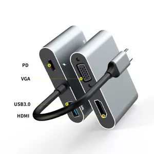 USB-C3.1 To HDMI/USB3.0VGA Hub Dock Adapter TV/Projector/PPT/Apple MacBook/Phone - Picture 1 of 7