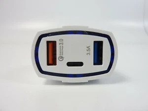 QC 3.0 Car Super Fast Charger 2x USB 1x USB-C Power Adapter Cigar Lighter Socket - Picture 1 of 13