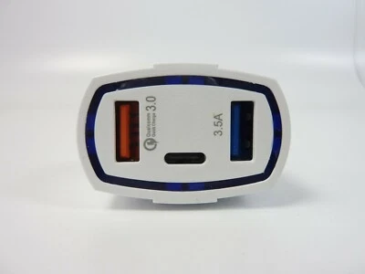 Cargador súper rápido para automóvil QC 3.0 2x USB 1x adaptador de corriente USB-C enchufe para encendedor de cigarros Foto 1 de 4