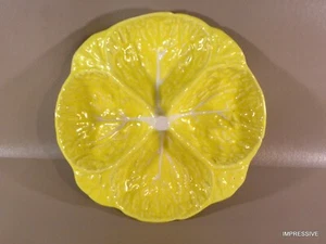 PRACTICAL 4- PART RELISH DISH of CABBAGE YELLOW by SECLA from PORTUGAL - Picture 1 of 7