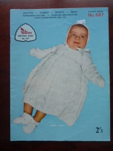 PATONS KNITTING PATTERN 687-BABY CLOTHING & SHAWL - 3 & 4 PLY SIZE17-18-19-21CMS - Picture 1 of 8