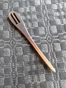 Antique Hand Carved Wood Long Slotted Spoon Primitive Wooden Kitchen Utensil - Picture 1 of 7
