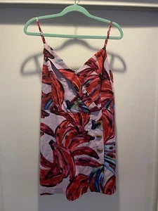 Mono para mujer House of Harlow 1960 mezcla de lino estampado plátano talla mediana envoltura - Imagen 1 de 12