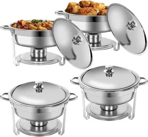 5QT Chafing Dishes for Buffet Chafers and Buffet Warmers Sets 4PACK for Events - Imagen 1 de 7