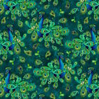 Benartex - Pfauensymphonie - Paisley Peacocks Allover - Großformatig - Blaugrün, BTY