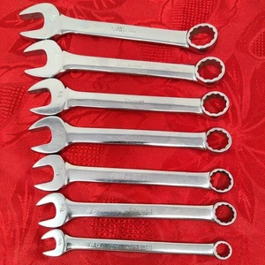 7 PC Vtg Snap On Tools USA OEX SAE Stubby Combination Box End Wrench Underlined - Picture 1 of 17