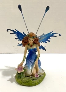 FAIRY WITH BLUE DRESS, BLUE WINGS DETACHABLE, 5.5"" TALL TO TOP OF ANTENA - Picture 1 of 1