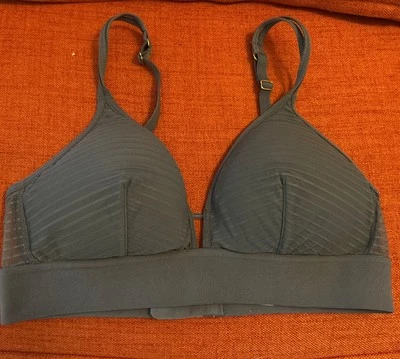 Sujetador All You LIVELY para mujer a rayas de malla sin alambre gris talla L (34) Foto 1 de 4