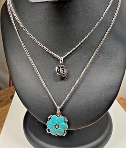 Nine West Vintage America Silver Double Chain Pendant Necklace 19 1/2" Ret $26 - Picture 1 of 14