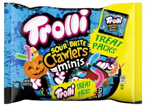 9.6oz TROLLI Treat-Sized SOUR BRITE CRAWLERS MINIS Packs Gummy Candy HALLOWEEN - Picture 1 of 5