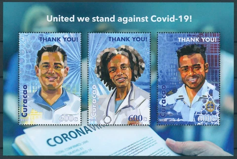 Curacao Medical Stamps 2020 MNH Corona United We Stand Against 3v M/S Cover