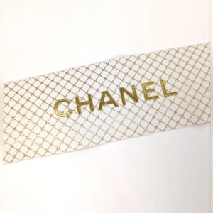 Lot Of 5 CHANEL Gold/White Box Gift Ribbon w/ Taped Ends - 2 1/4 in thick Luxury - Picture 1 of 9