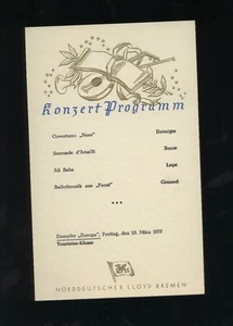 1937 SS Europa Tourist Class Concert Program - North German Lloyd - Picture 1 of 1