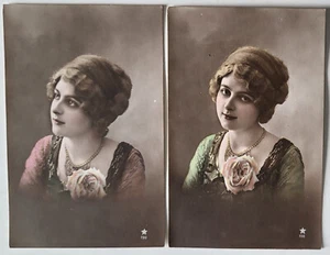 PR EARLY FLAPPER ERA STUDIO GLAMOUR RPPC SERIES BEAUTY FUR BANDEAU CURLY HAIR - Picture 1 of 2