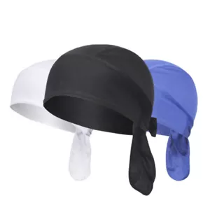 Cappuccio teschio avvolgente moto Du Do Bandana nera Paisley Doo Rag testa durag - Foto 1 di 21