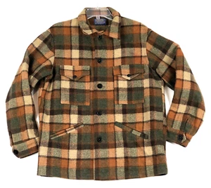 Vintage Pendleton Mackinaw Cruiser Jacket Mens M Wool USA Plaid Brown Hunting - Picture 1 of 17