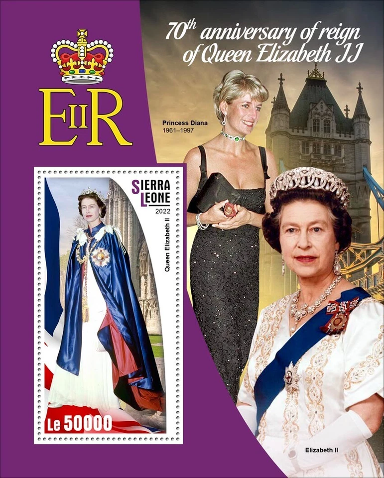 Estampillas de Sierra Leona 2022 MNH Platino Jubileo del Reinado de la Reina Isabel II Foto 1 de 1