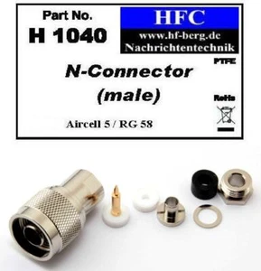 1 sztuka wtyczki N do kabla koncentrycznego Aircell 5 / H 2005 / RG 58 50 Ω (H1040) - Zdjęcie 1 z 2