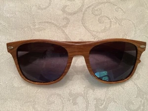 Unisex Wood Grain Sunglasses-Pink Horse Logo - Picture 1 of 4