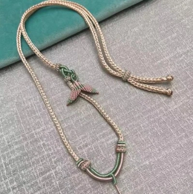 Tejido a mano negro 8 hebras cuerda cola de pez nudo colgante collar (sin colgante) Foto 1 de 4