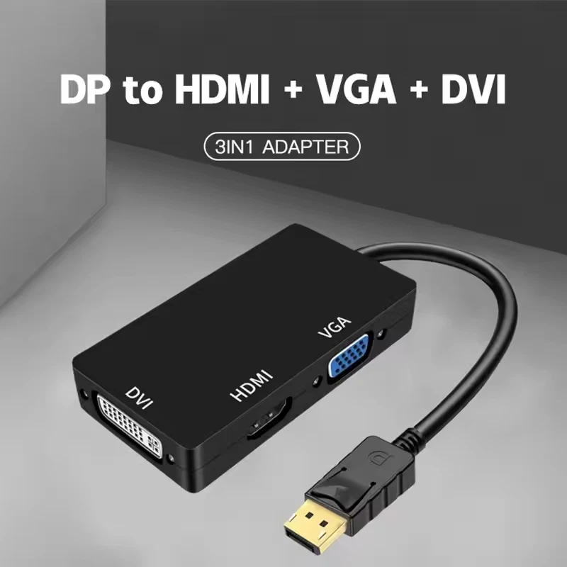 3 in 1 Konverter DP zu HDMI/DVI/VGA Konverter Display Port Adapterkabel DP DP DE - Bild 1 von 4