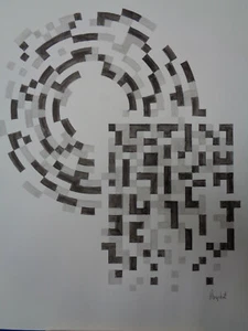 OP-Art Grafik Zeichnung, Geometrische Komposition, OPPOSITION , Burgschat - Bild 1 von 2