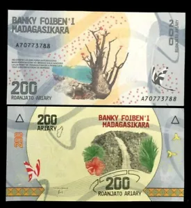 Madagascar 200 Ariary Banknote World Paper Money UNC Currency Bill Note - Picture 1 of 1