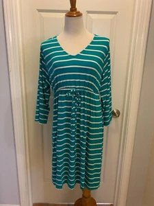 New Soma Drawstring Detail 3/4" Sleeve Dress Turquoise 2=12/14 L NWT - Picture 1 of 3