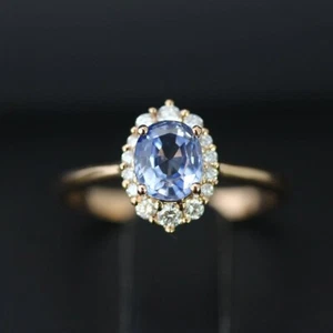 3.05 Ct Natural Sapphire & Diamond Engagement Ring 14K Yellow Gold Finish Size 8 - Picture 1 of 7