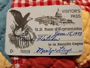 1977 Visitor's Pass U.S. House of Representatives 95rd Congress MARILYN Lloyd - Picture 1 of 2