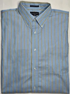 Mens Lands' End No Iron Pinpoint Oxford Long Sleeve Button Up Shirt 16 1/2 35 - Picture 1 of 2