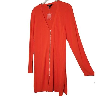 NWOT H by Halston sweater women's size XL red zip up knit boyfriend cardigan QVC - Image 1 of 4
