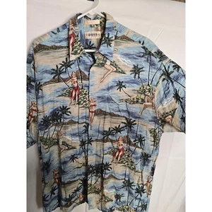 Campia Moda Hawaiian Shirt Tropical Pinup Palm Trees Rayon XL - Picture 1 of 5
