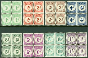 SG D1-D8 Gilbert & Ellice Islands 1940 Postage due set of 8 in blocks of 4... - Picture 1 of 1