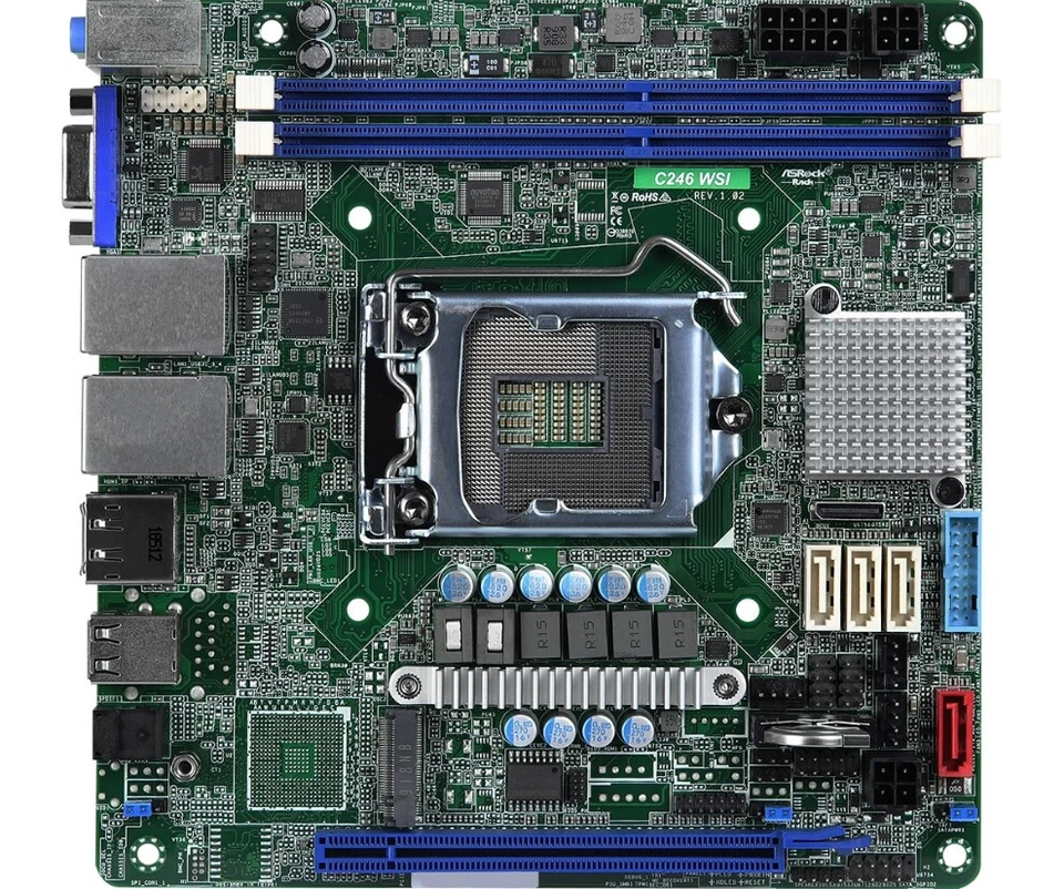 Asrock C246 WSI LGA 1151 Motherboard Support Intel Xeon E-2100/E-2200 Series CPU - Image 1 of 1