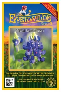 50 Texas Bluebonnet Wildflower Seeds - Everwilde Farms Mylar Seed Packet - Picture 1 of 3