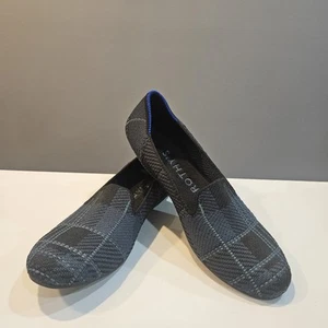 Rothys Flats Shoes Womens Size 7  Plaid Blue Loafers Slip On - Picture 1 of 9