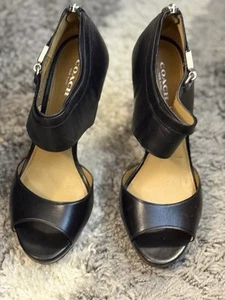 Zapatos de salón Coach para mujer Wexwood de cuero/estera correa para el tobillo de pantorrilla D-Orsay negros talla: 7,5B - Imagen 1 de 14