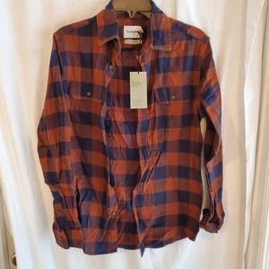 Camicia uomo Goodfellow & Co piccola blu navy a quadri manica lunga in flanella - Foto 1 di 5