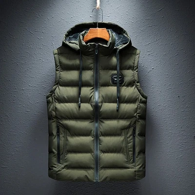 Winter Vests Men's Casual Padded Vest Jacket Outdoor Ski Cold-proof Hooded Vest - Image 1 of 4