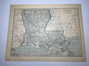 1921 LOUISIANA State Map Fm 1921 New Reference World Atlas SEE DESCRIP - Picture 1 of 2